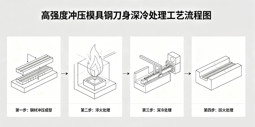 刀身采刀高強(qiáng)度沖壓模具鋼做深冷處理工藝技術(shù)